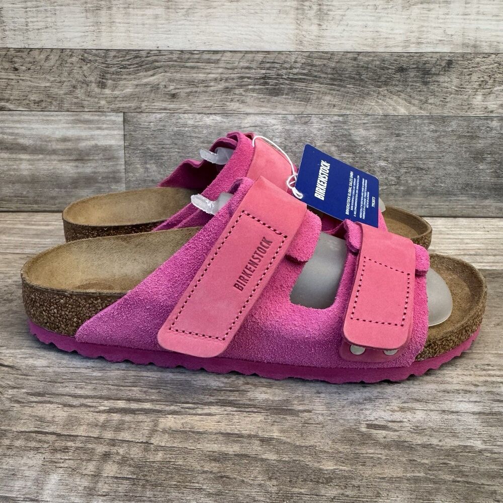Birkenstock Women's Uji Sandals Modern Suede Fuchsia Tulip Size 7 (38)